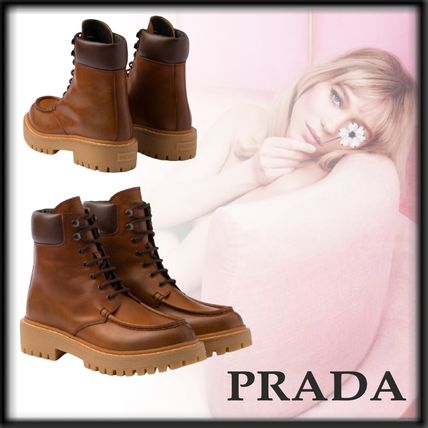 PRADA(プラダ) ショートブーツ 36 レディース - ベージュ×ダーク