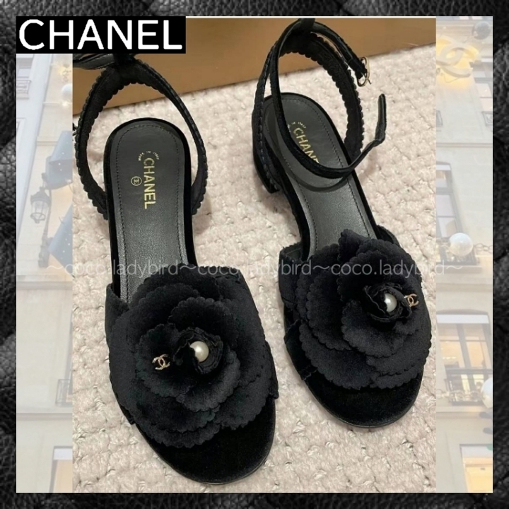 ☆24B 品のある足もと☆ CHANEL サンダル ベルベット ３色展開