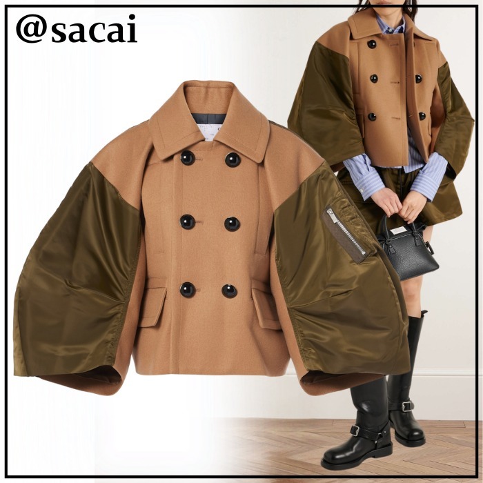 《個性的なデザイン》【sacai】ウールとツイルのジャケット