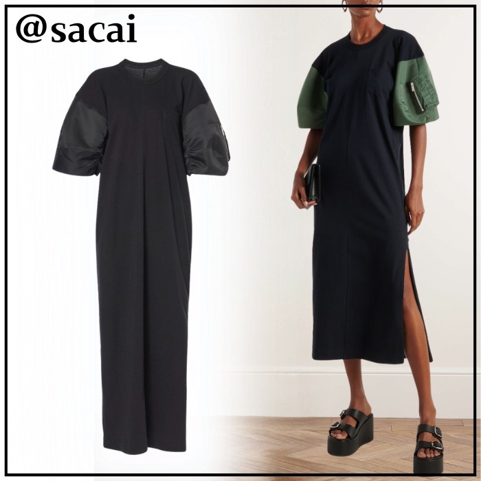 《スタイリッシュな逸品》【sacai】コットン ミディドレス