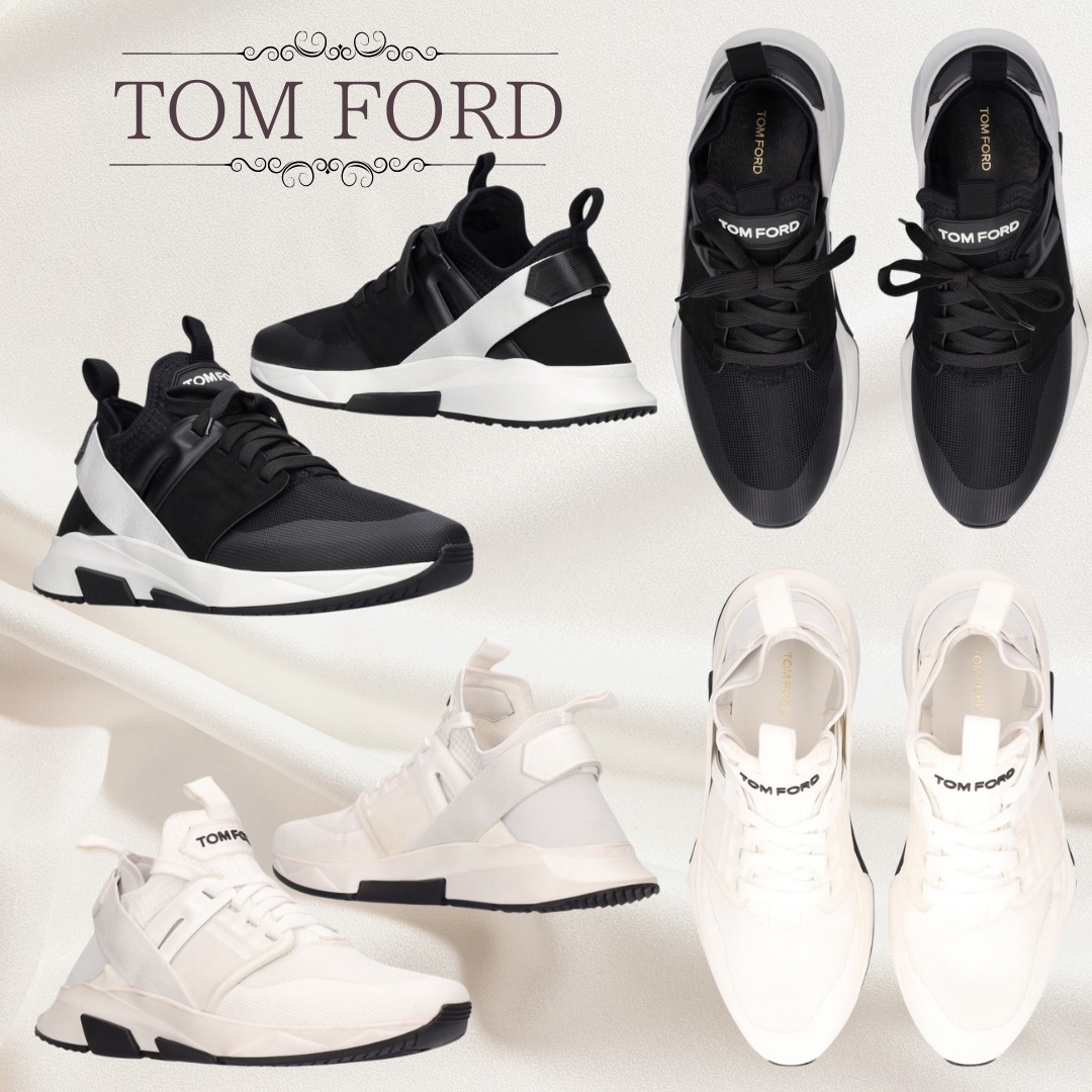 【TOM FORD】アルカンターラテック&レザー ローカットスニーカー