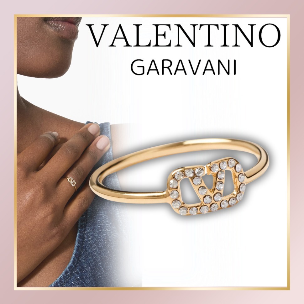 関税込み【VALENTINO】Vロゴ シグネチャー クリスタル リング