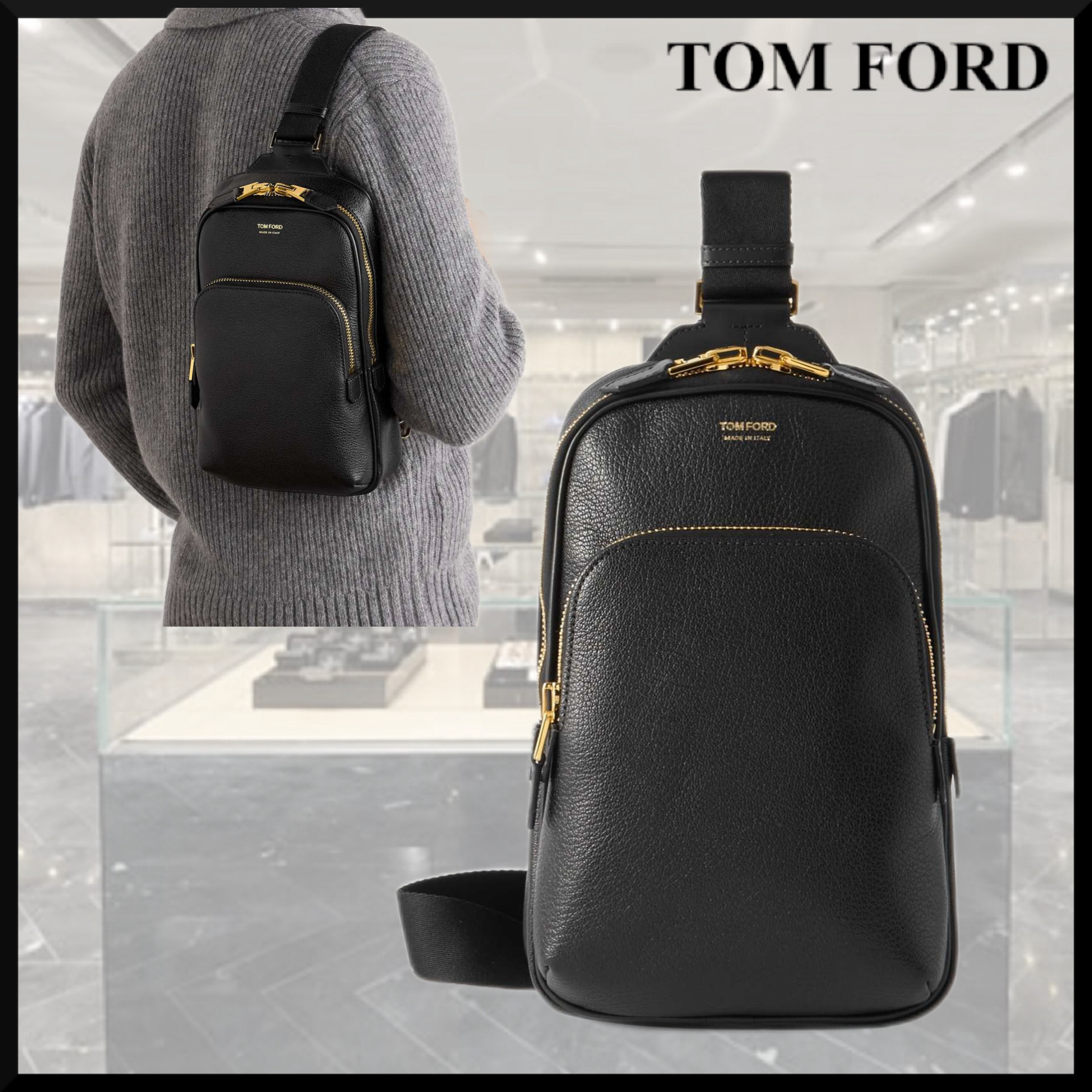 【TOM FORD】フルグレインレザー ショルダーバッグ