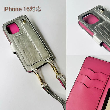 Gamuu バイカラー 名入れ縦ショルダー付き手帳型Iphoneケース