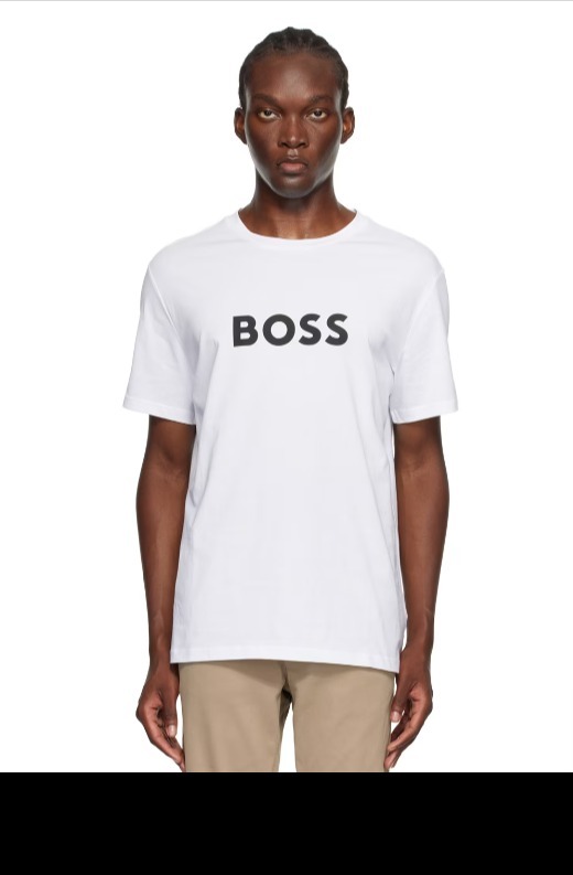 【人気！】BOSS ホワイト ロゴプリント Tシャツ
