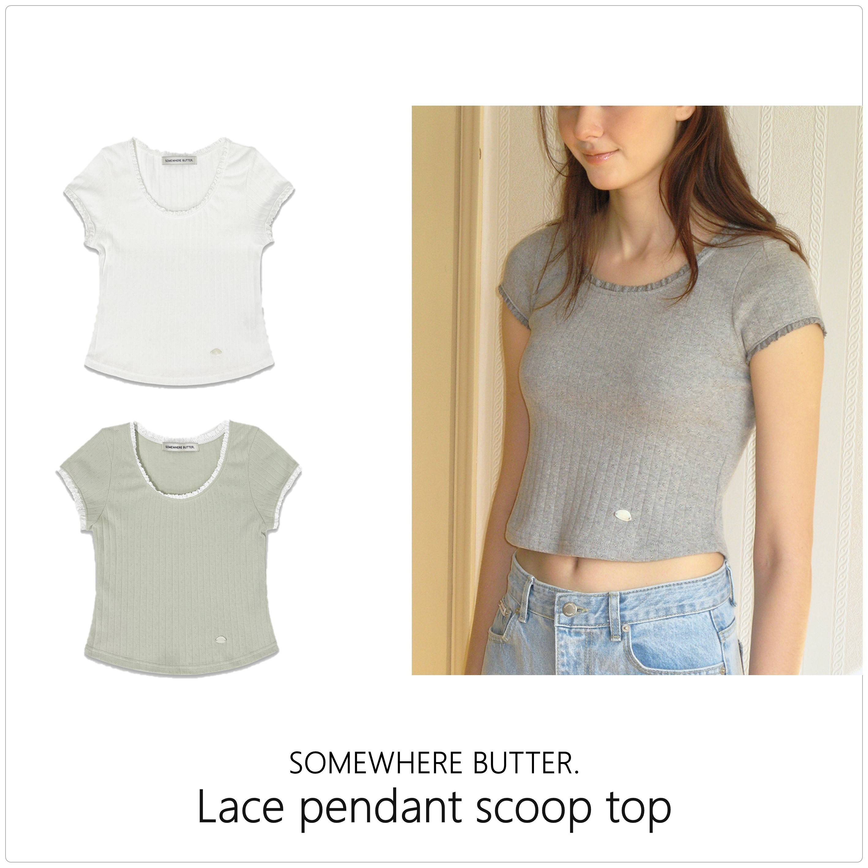 [SOMEWHERE BUTTER]Lace pendant scoop トップ★新作★韓国★
