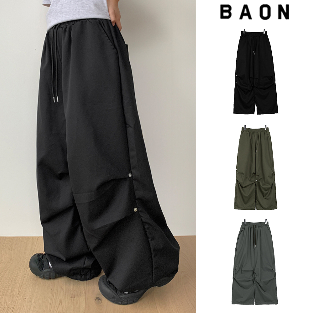 【BAON】[unisex] banding rivet carpender parachute jogger PT