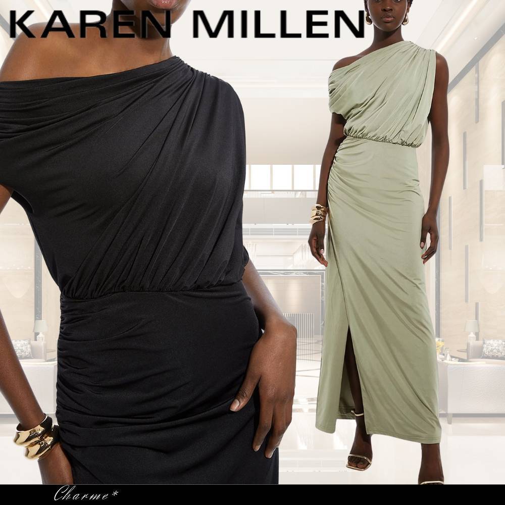 KAREN MILLEN ロングドレス マキシワンピース ドレープ タイト