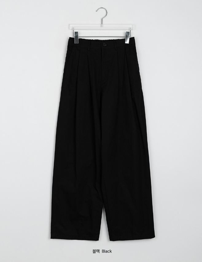 【BAON】[unisex] Lela Pin Tuck Banding Wide Cotton Pants BAON】[unisex] Lela Pin Tuck Banding Wide Cotton Pants (BAON