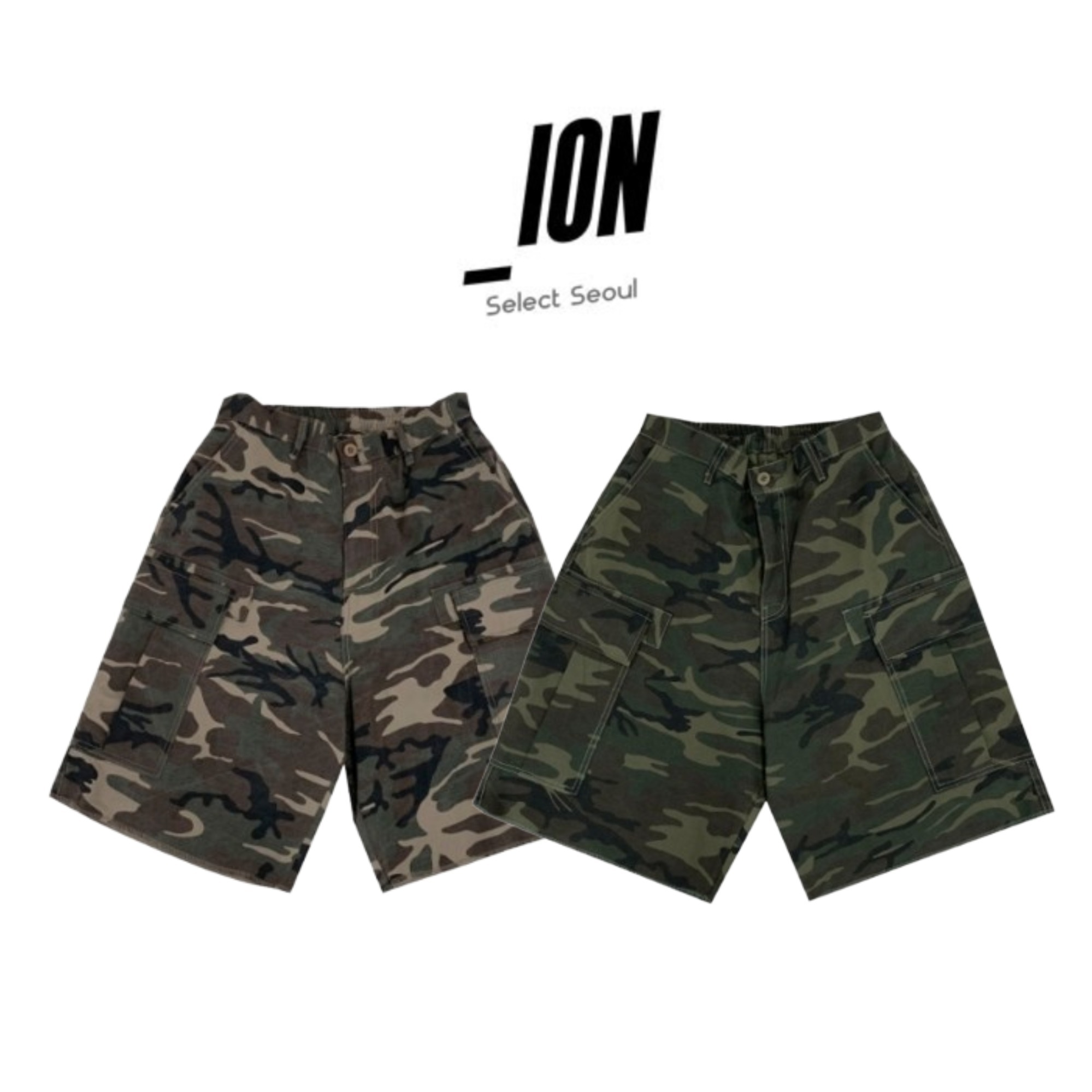カーゴパンツ IONSEOUL Hem stitch military cargo half pants