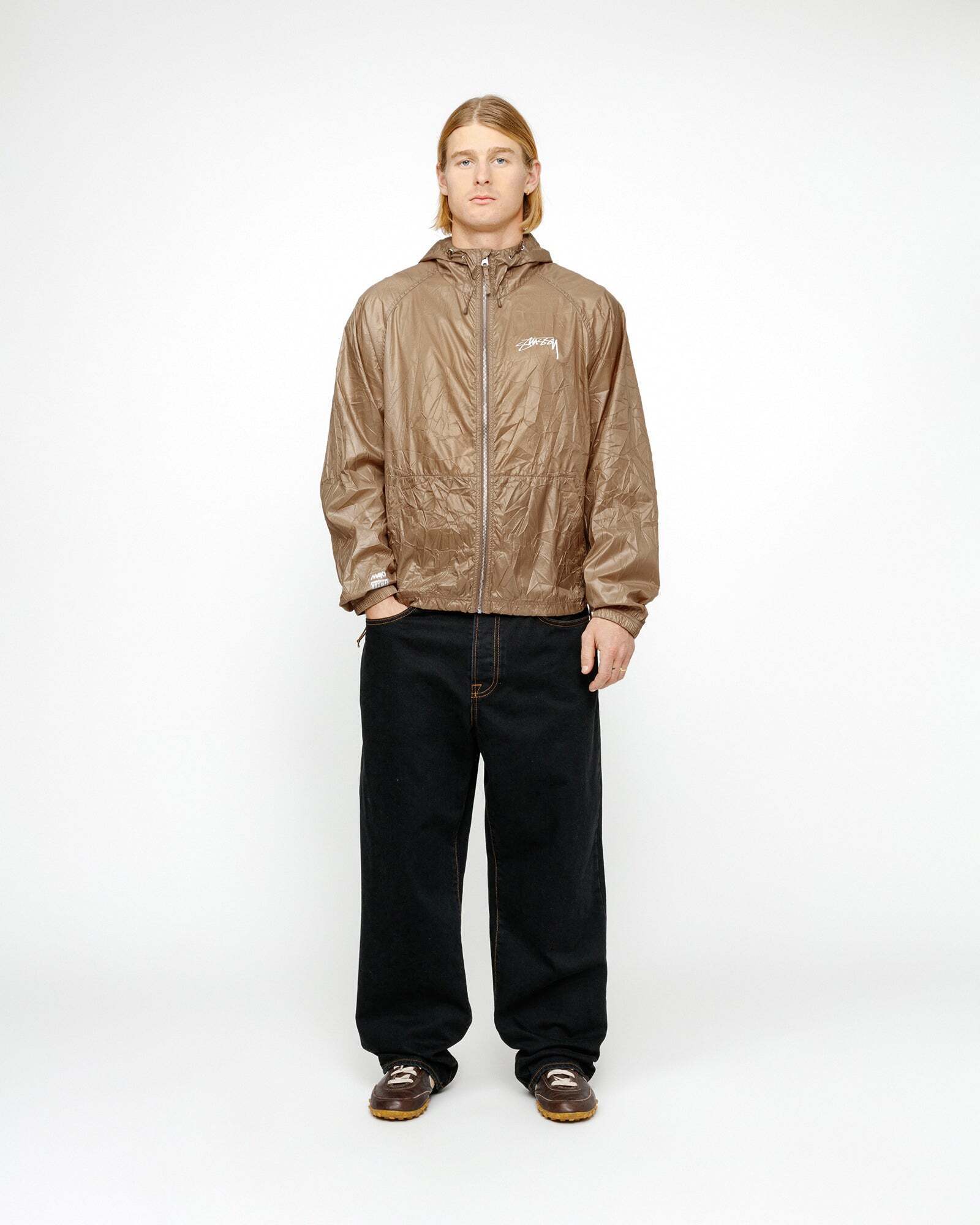 Stussy Beach Shell Wrinkled Nylon Jacket Brown (STUSSY/T
