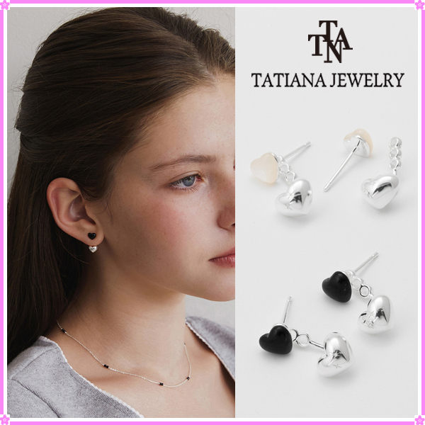【TATIANA】Gemstone Heart Heart EarJacket Earring EC3104