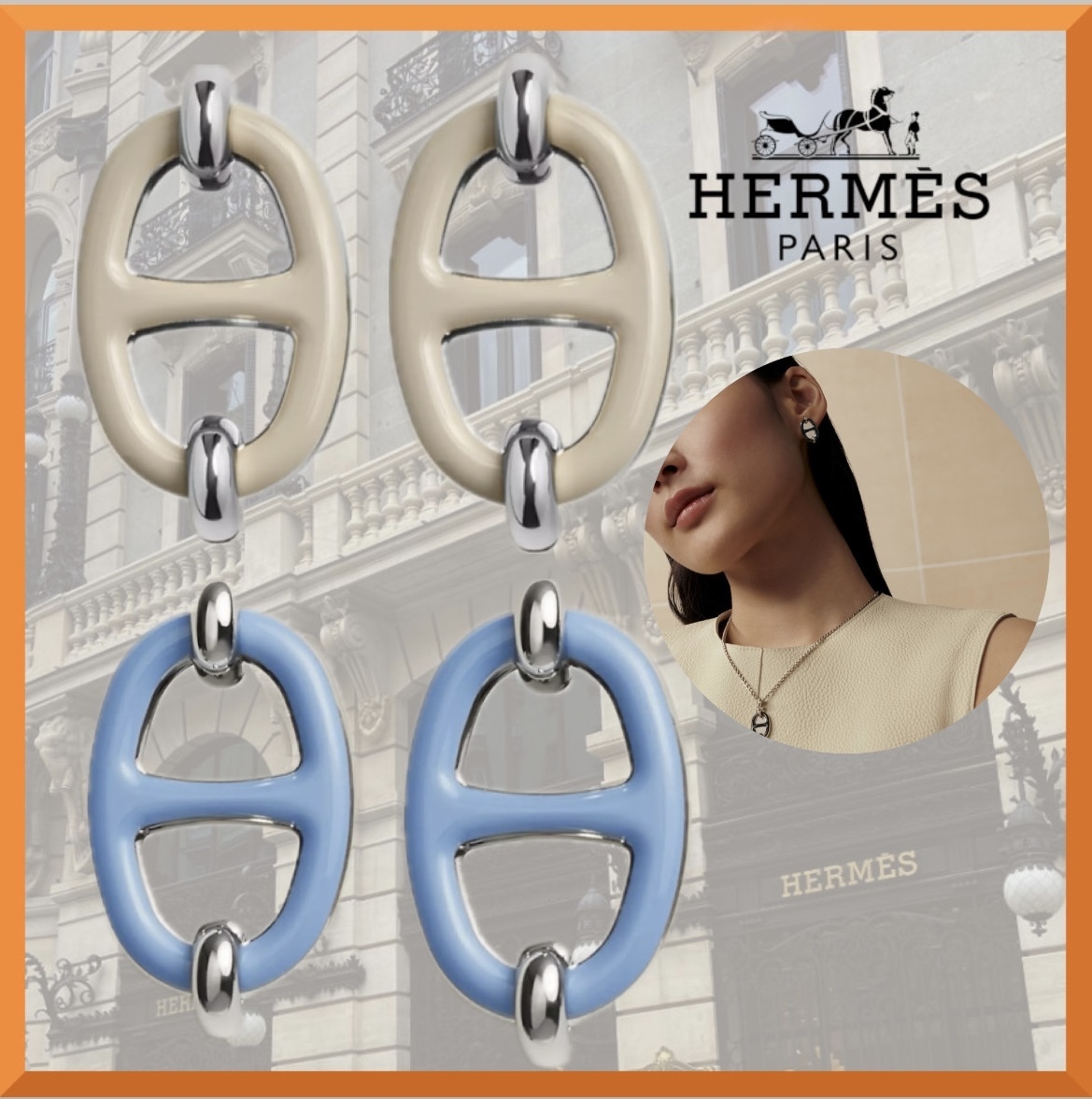 【ワンポイントにも♪】HERMES ミニマイヨンピアス