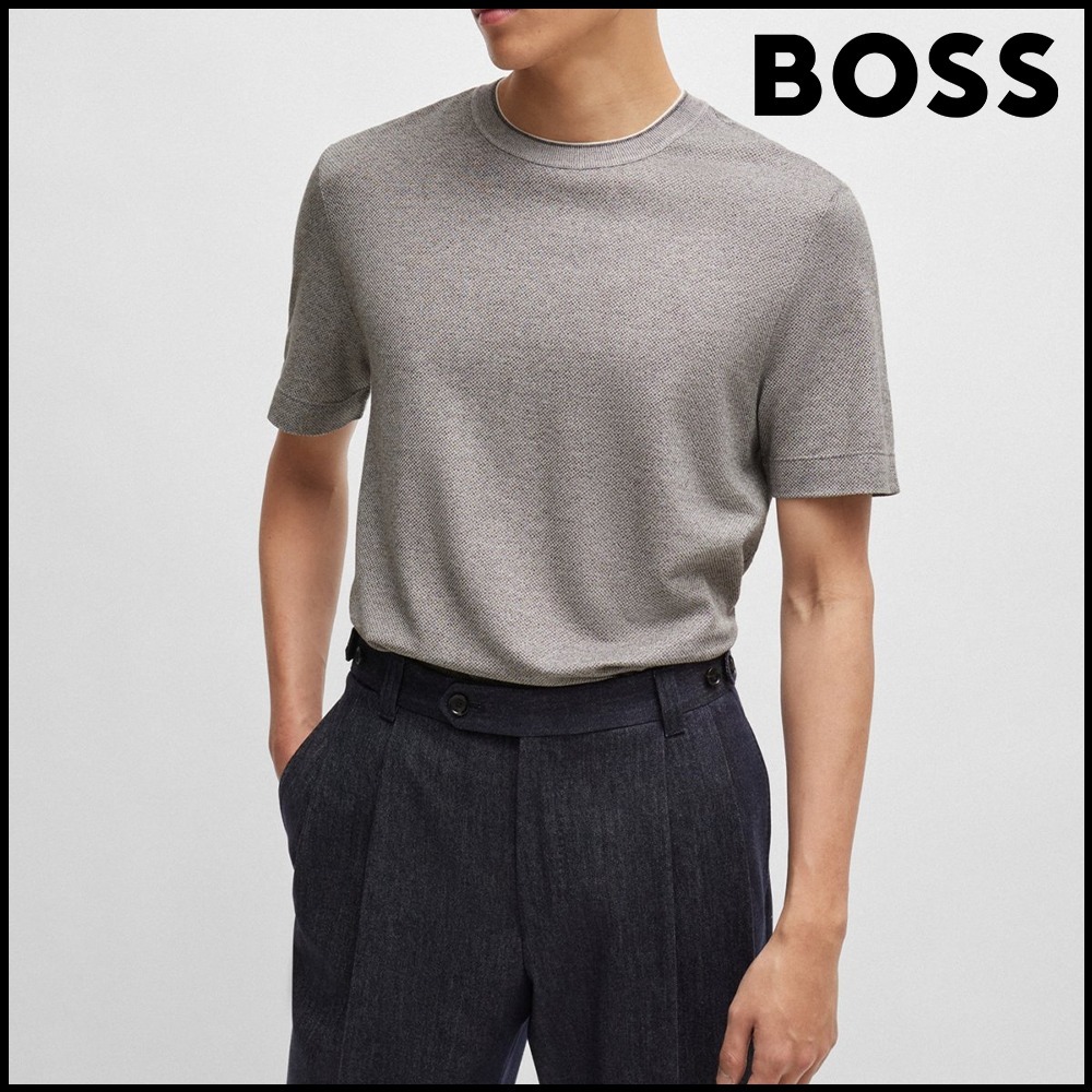 BOSS レギュラーフィット Tシャツ コットン/シルク