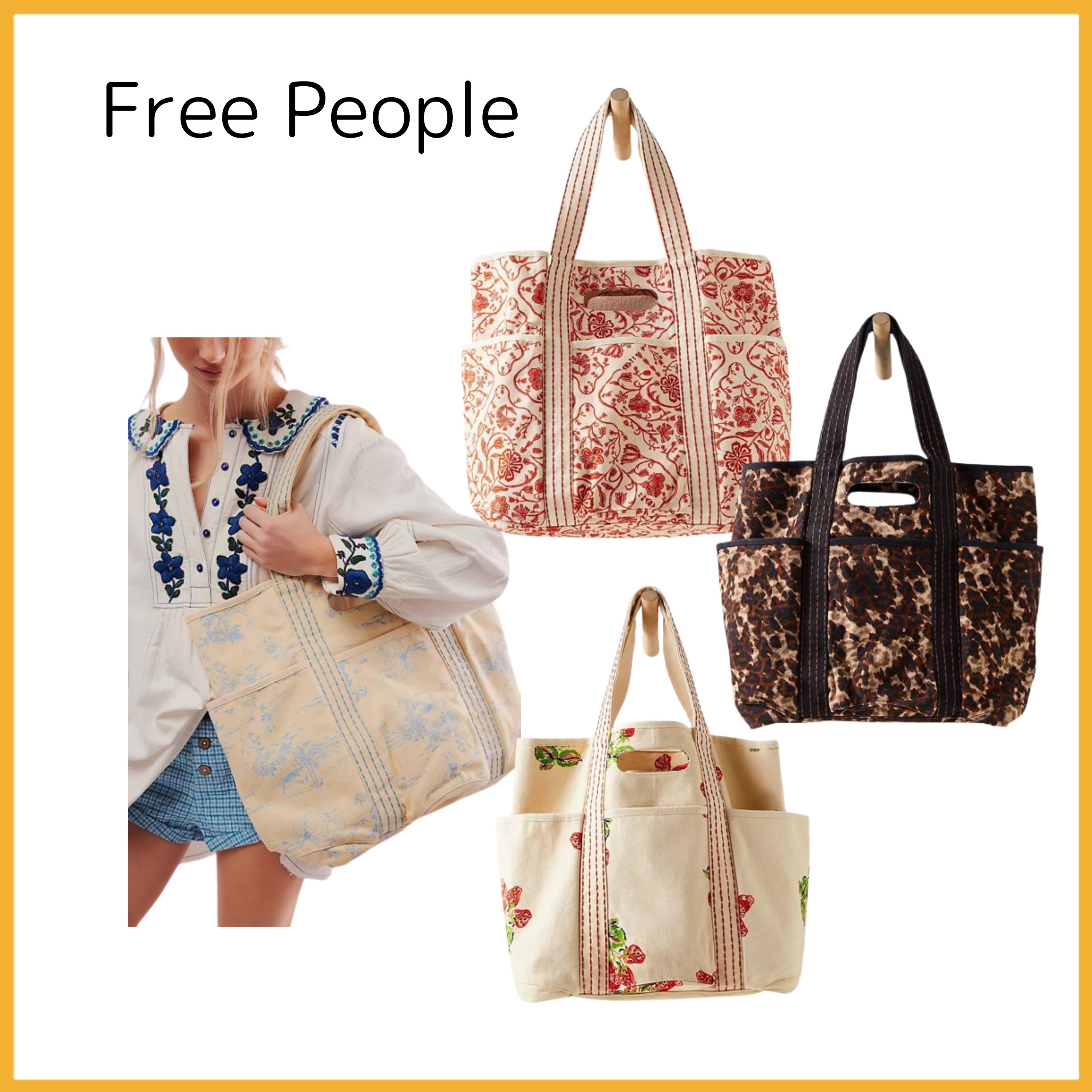 Free People 機能性が高い プリント キャラバン トートバッグ