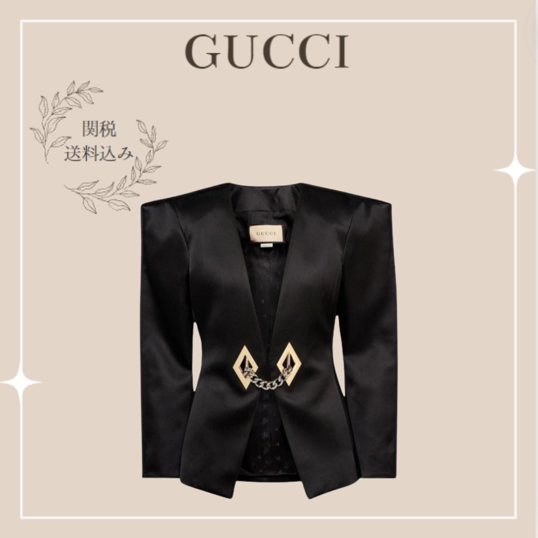 【GUCCI】チェーン トリム サテン ブレザー