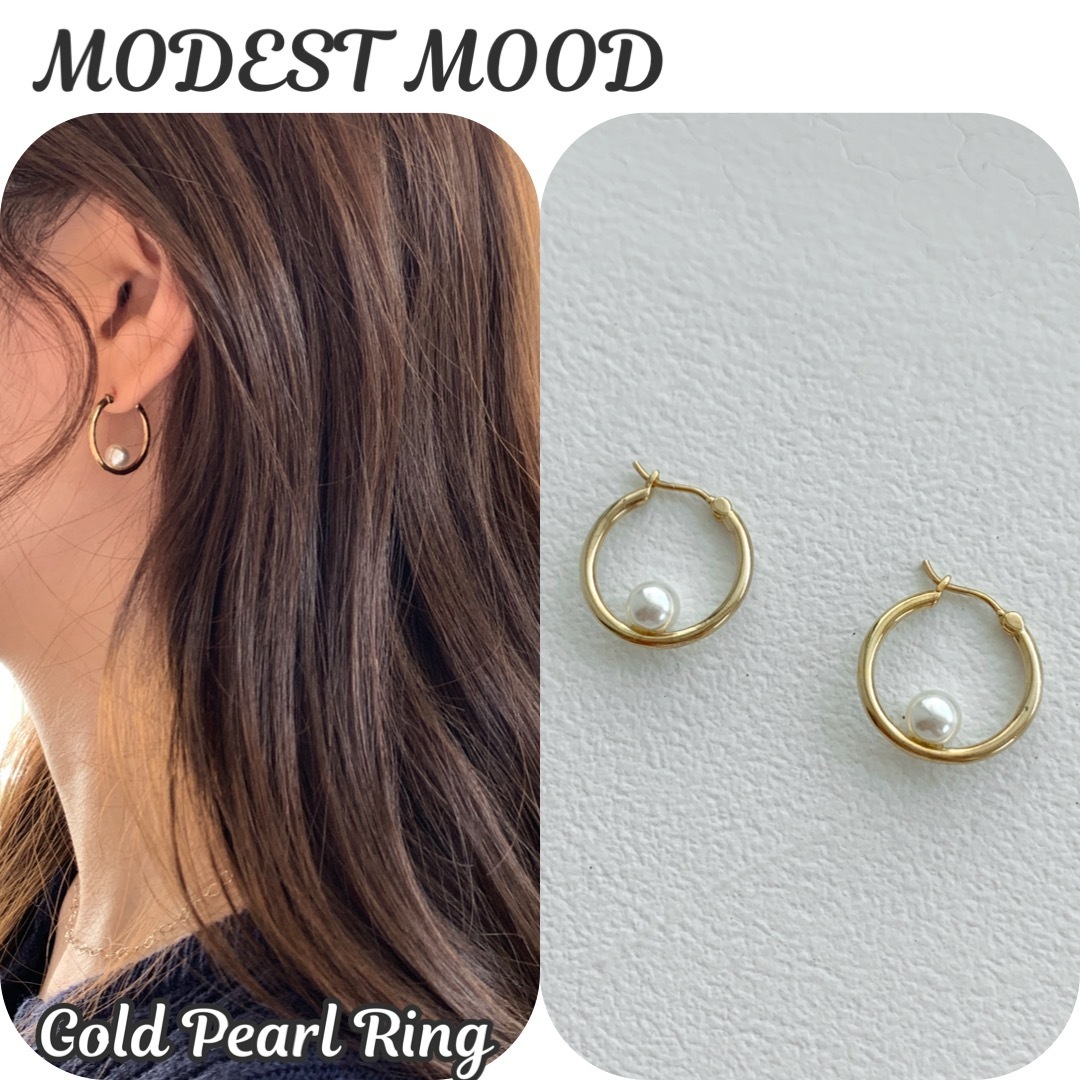 【韓国MODEST MOOD モデストムード】Gold Pearl Ring