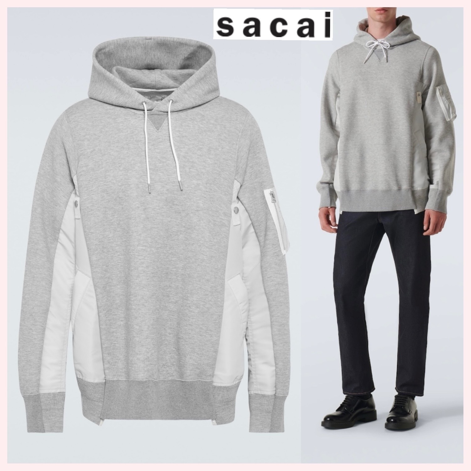 ★sacai★関税込♪NEW♪Sponge Sweat x Nylon Twill フーディー