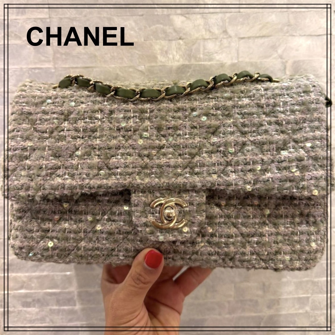 希少【CHANEL】ミニマトラッセ ツイードミニフラップバッグ