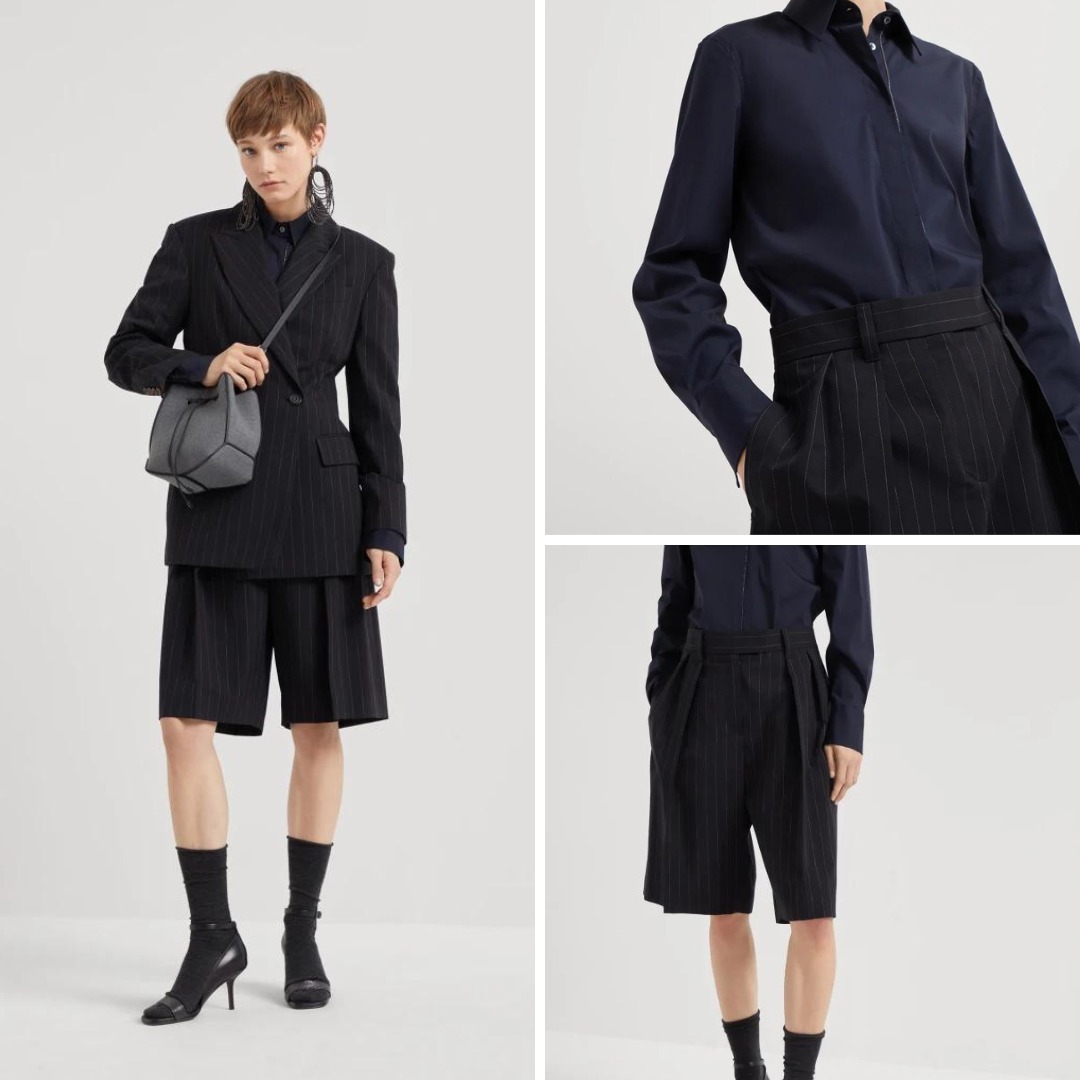 《送料無料》 BRUNELLO CUCINELLI Bermuda City in pinstripe
