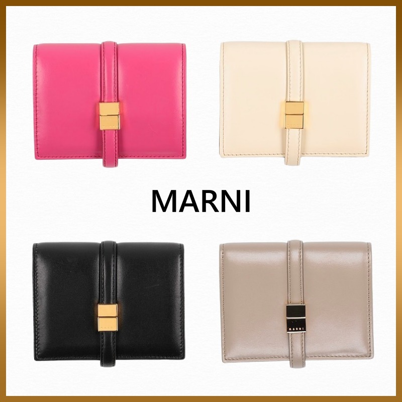 【MARNI】レザー 二つ折りウォレット 財布 折りたたみ マル二