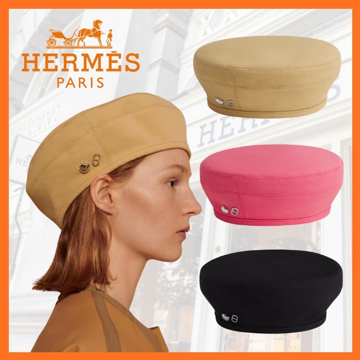 殻のワンポイントが可愛い♪【HERMES】ベレー帽 サントノーレ
