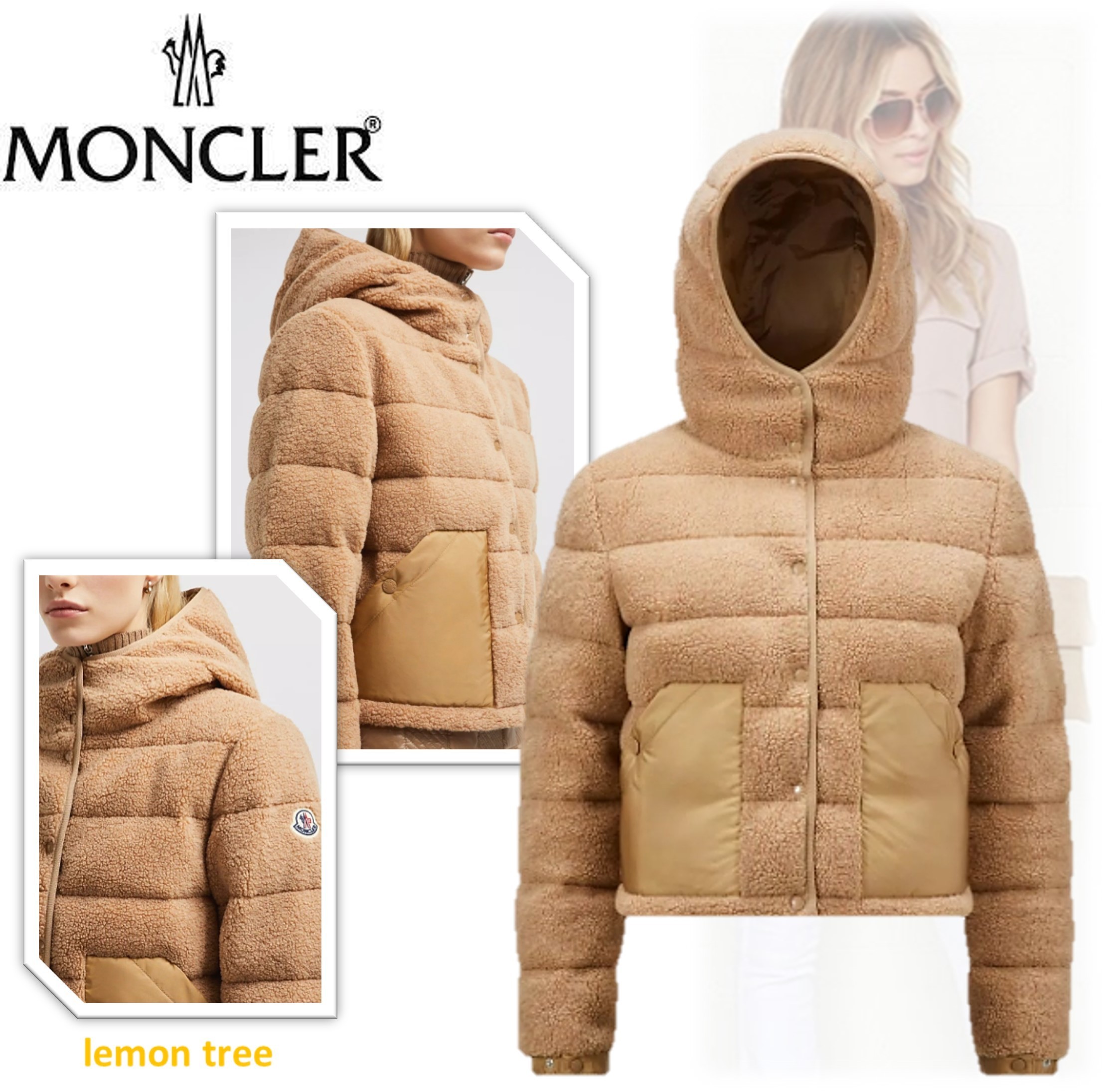 【MONCLER】Audrieu ショートダウンジャケット テディ素材 ロゴ