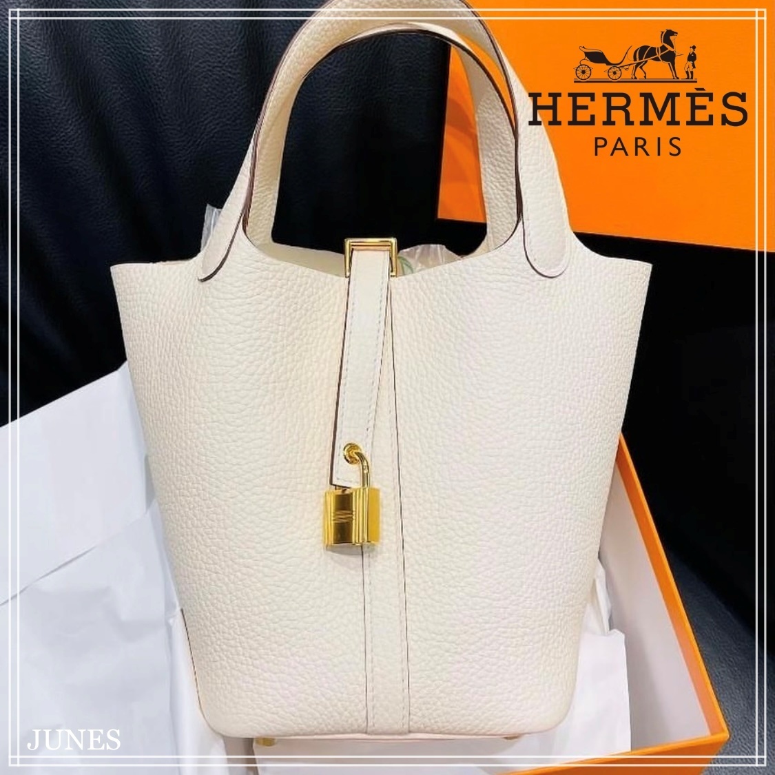 入手困難！【HERMES】ピコタンロック18 ナタ×ゴールド金具