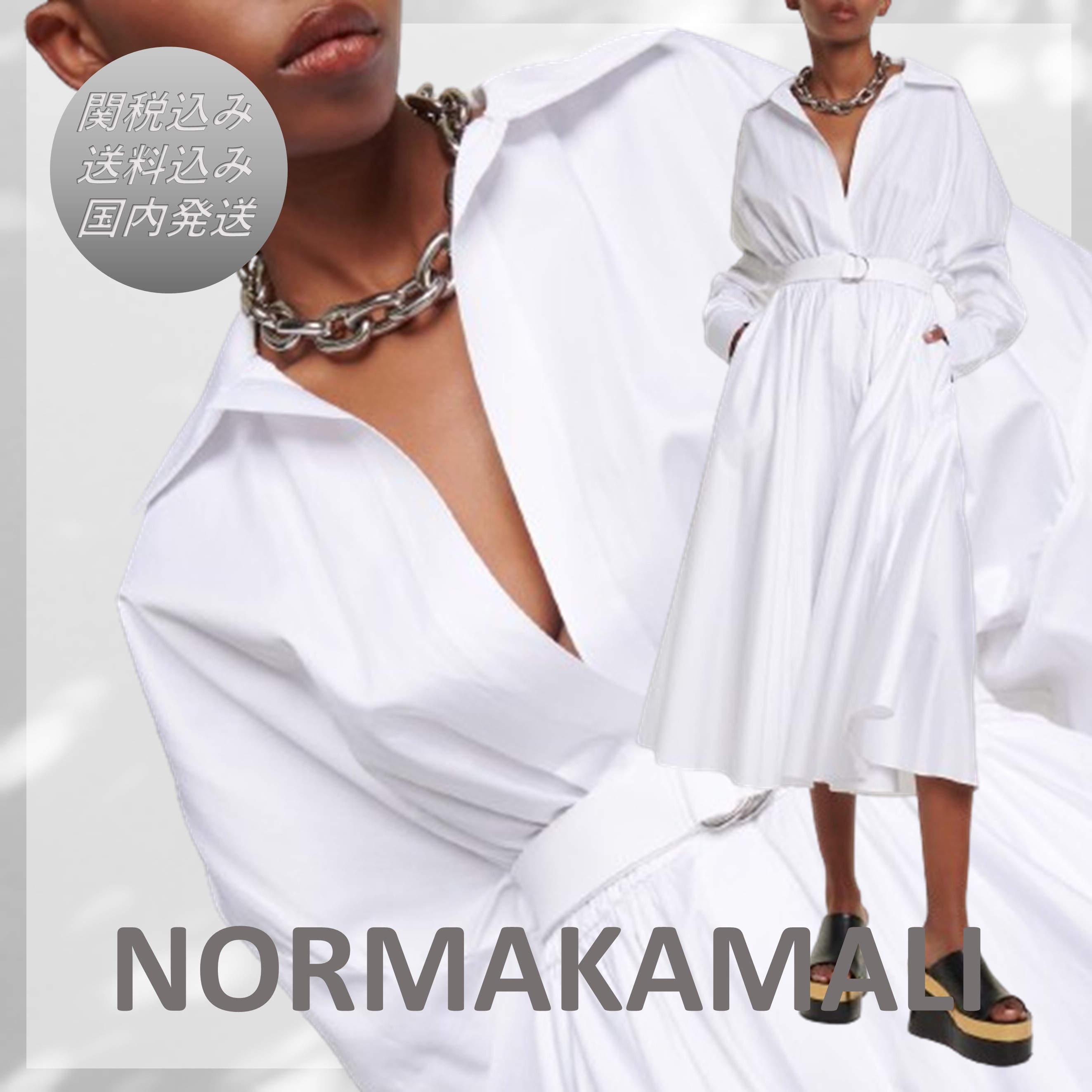 送料込/関税込■Norma Kamali■コットンシャツドレス