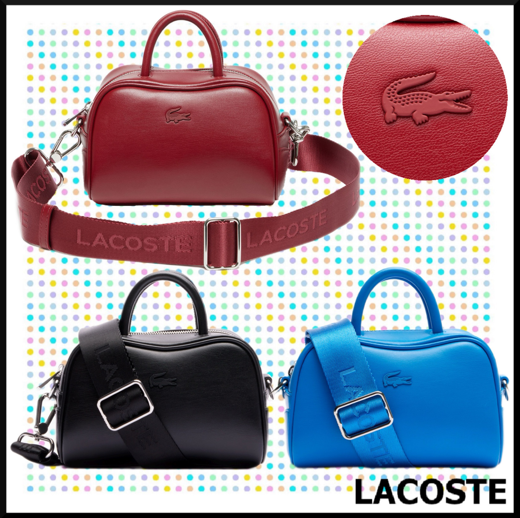 ギフトに最適★LACOSTE ローラ レザースモールショルダーバッグ