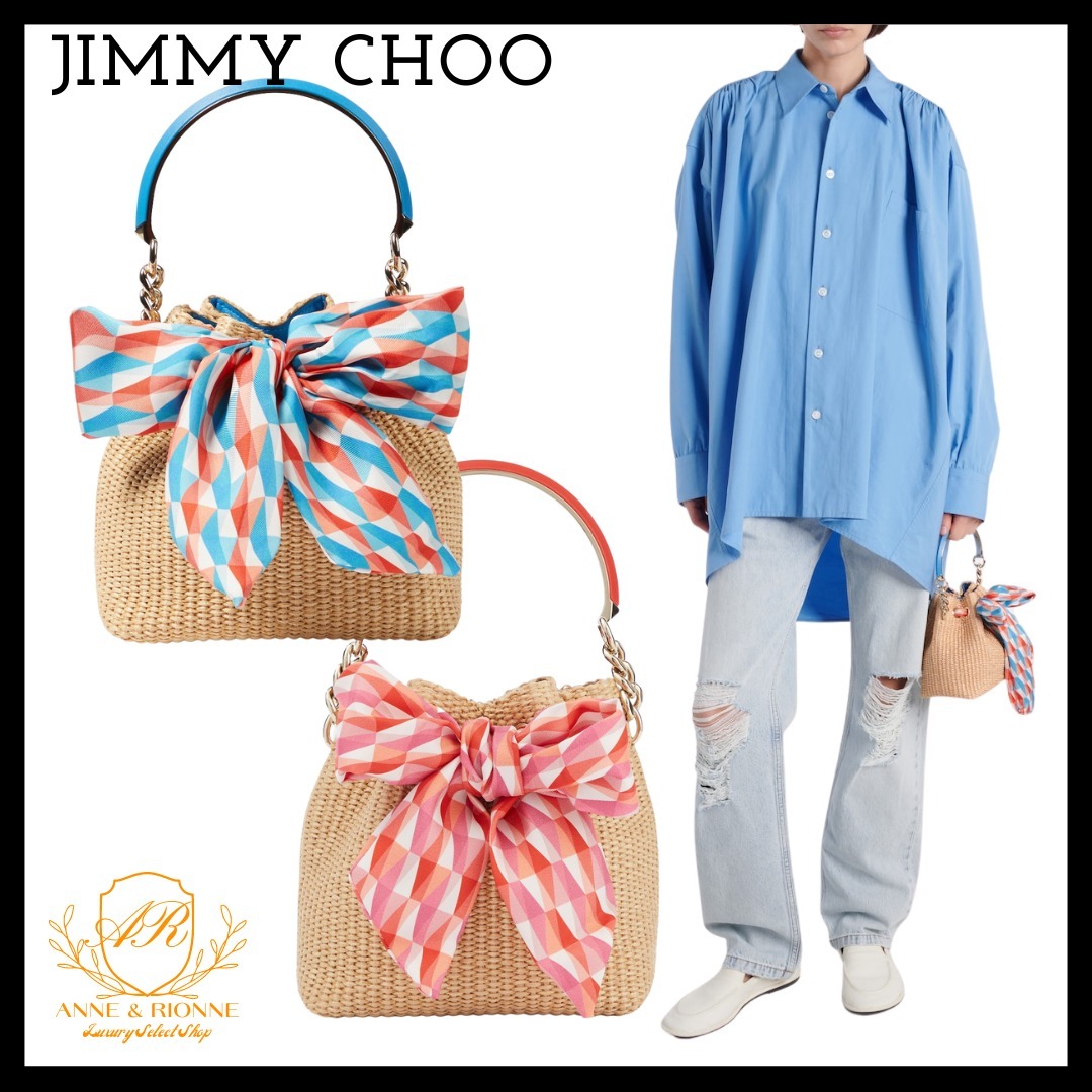 JIMMY CHOO ラフィア バケットバッグ カジュアル 24AW