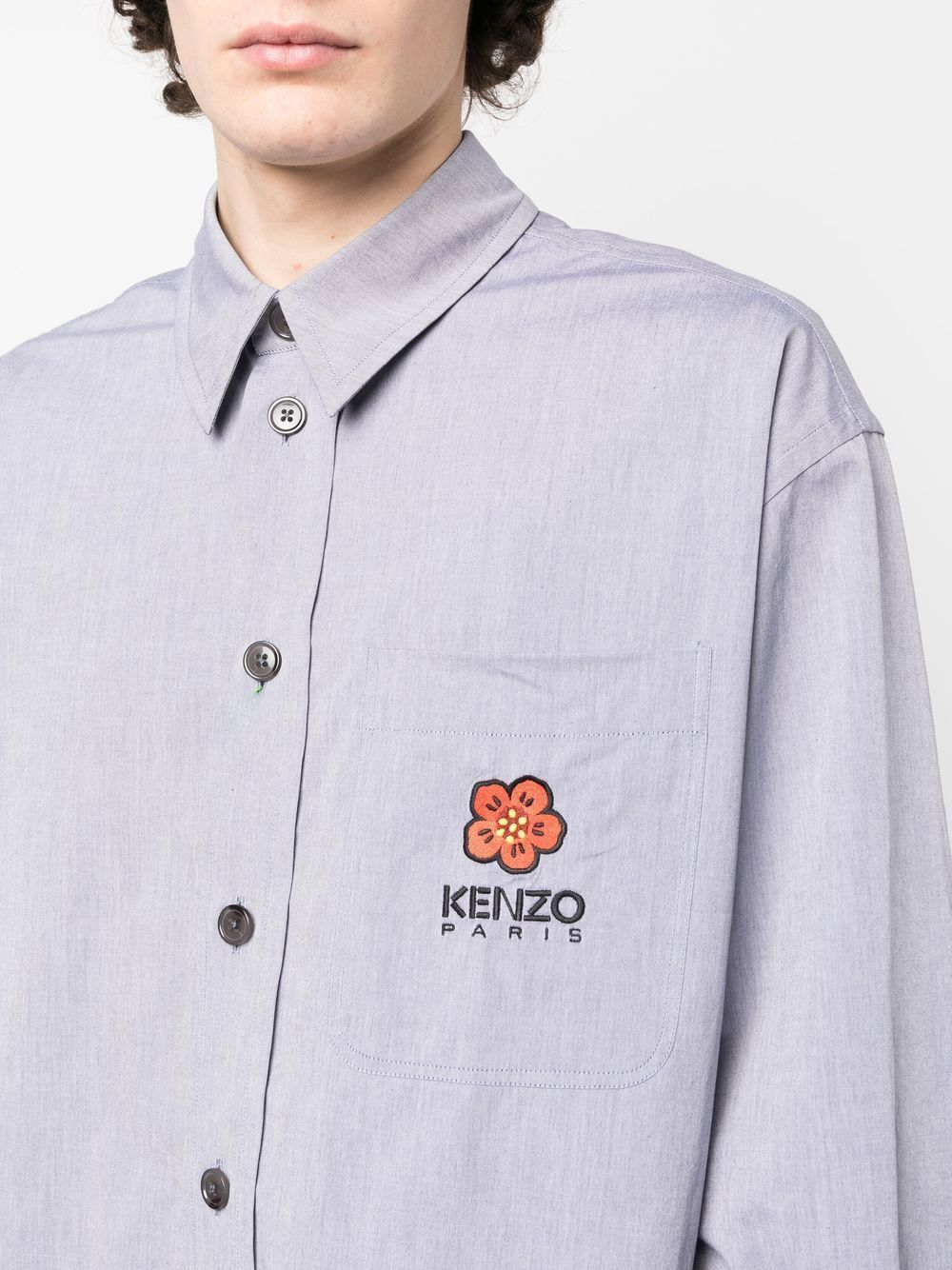 【KENZO】BOKE FLOWER CREST OVERSIZED SHIRT MIDNIGHT BLUE