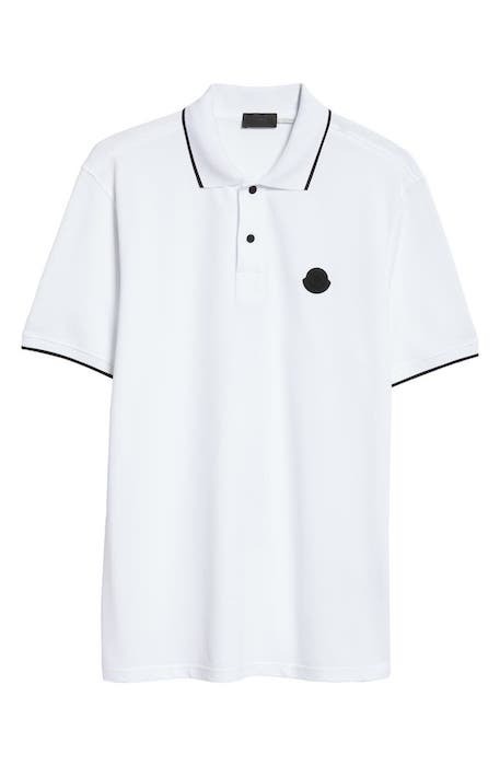 汎用性の高い【MONCLER】ポロシャツ コットンピケ ロゴ 白 24SS