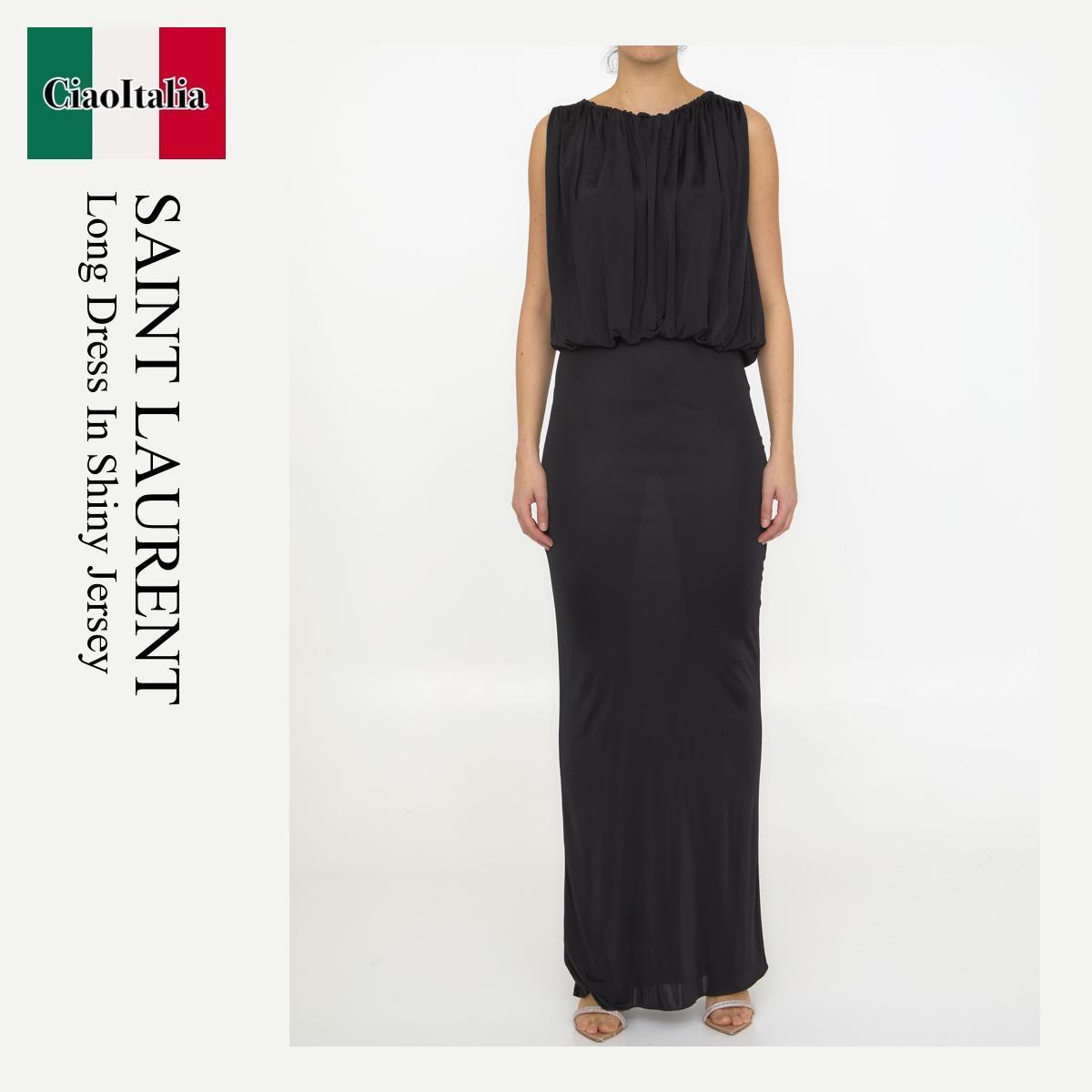ワンピース Saint Laurent Long Dress In Shiny Jersey