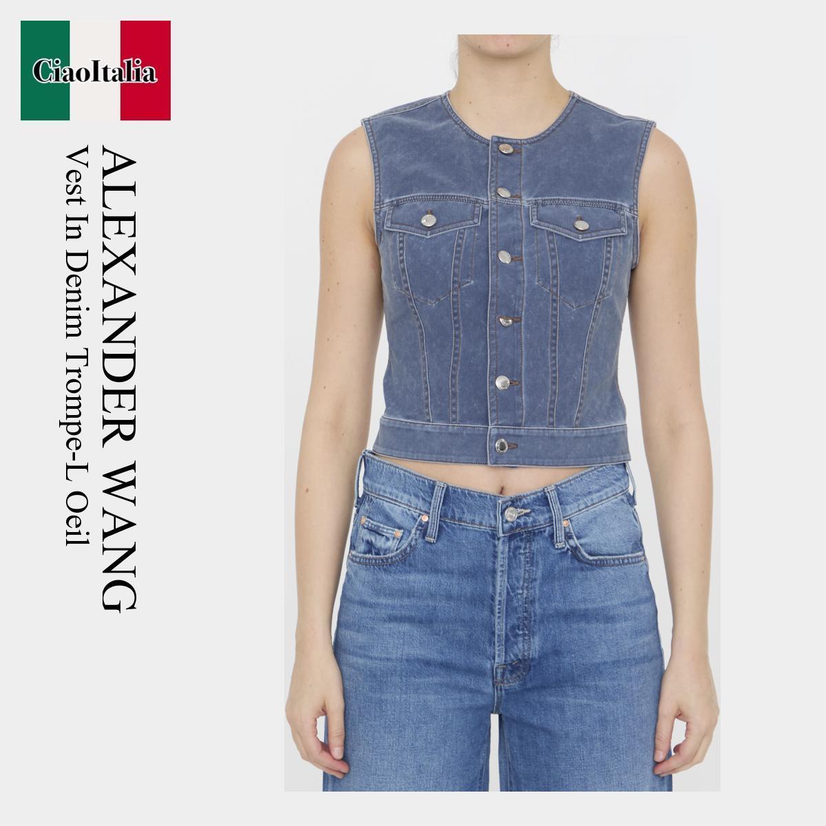 ベスト・ジレ Alexander Wang Vest In Denim Trompe-L Oeil