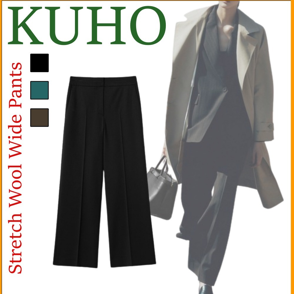 KUHO ◆ストレッチウールワイドパンツ - ブラックです