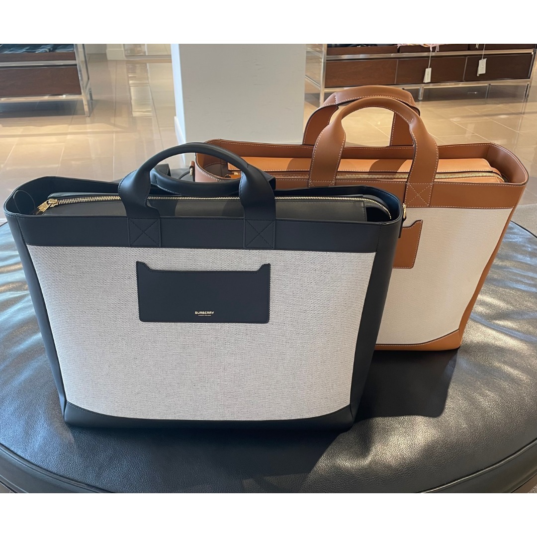 BURBERRY☆大人気 キャンバスxレザートート☆LL ORMOND CNV