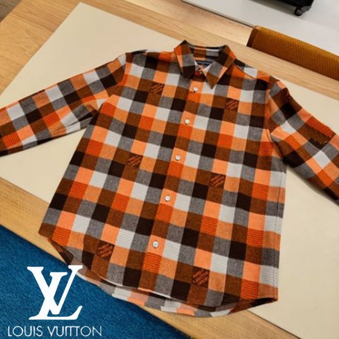 【1枚でお洒落☆国内発】LV ボタンダウン フランネル 長袖シャツ
