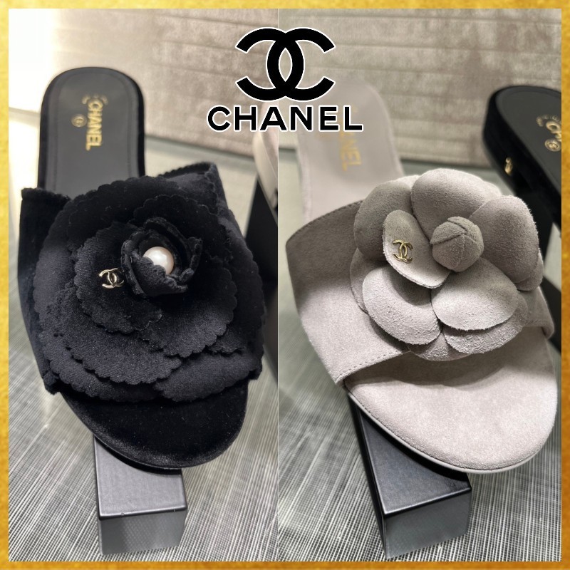 【足元のカメリアが上品】CHANEL CCロゴ カメリア サンダル