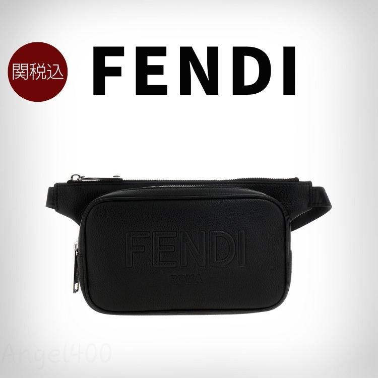 関税込FENDI ブラックレザー ベルトバッグ
