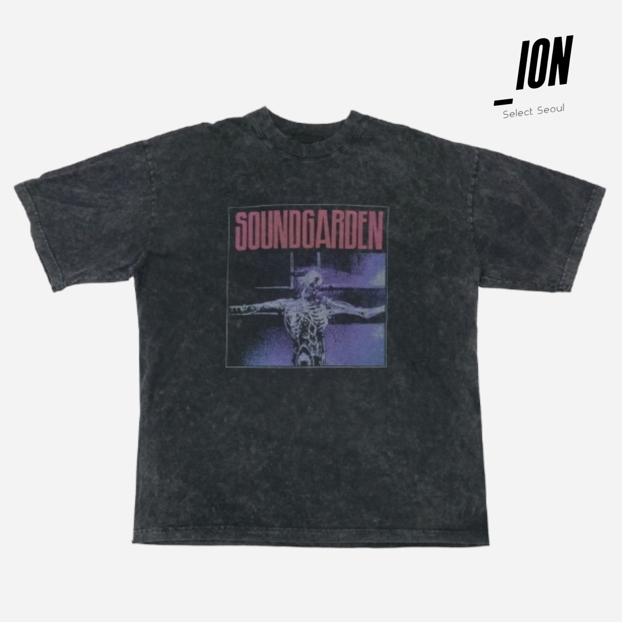 Tシャツ・カットソー IONSEOUL Soundgarden Printing Crack Washed T-Shirt
