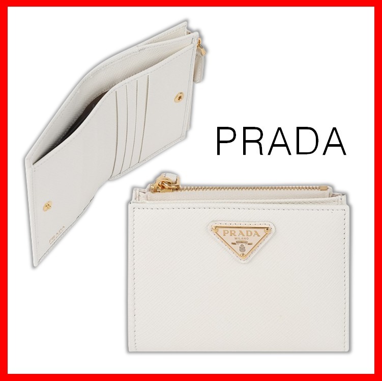 ☆韓国の人気☆【PRADA】☆サフィアーノのロゴウォレット☆WHITE