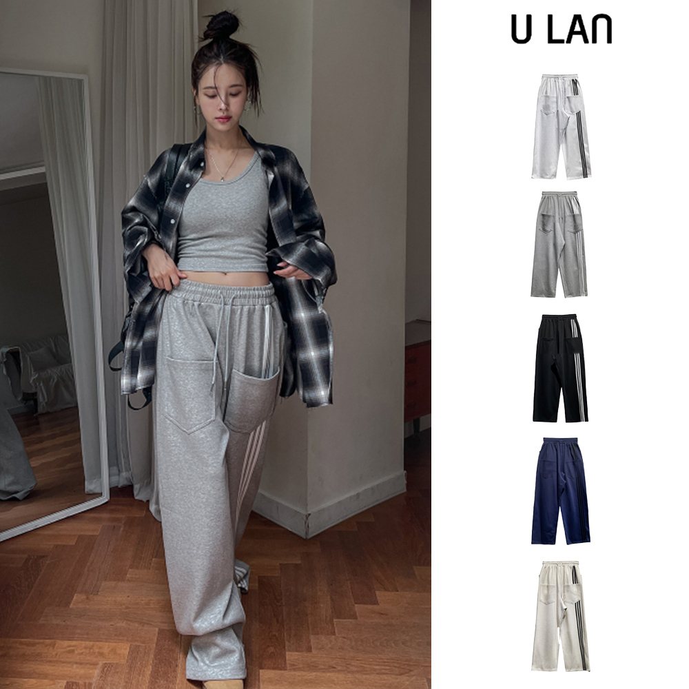 【U LAN】reverse pott track wide training pants