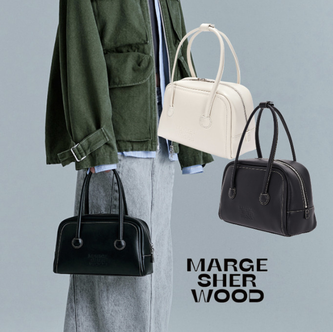 韓国人気【MARGE SHERWOOD】SOFT TOTE Black Cream plain