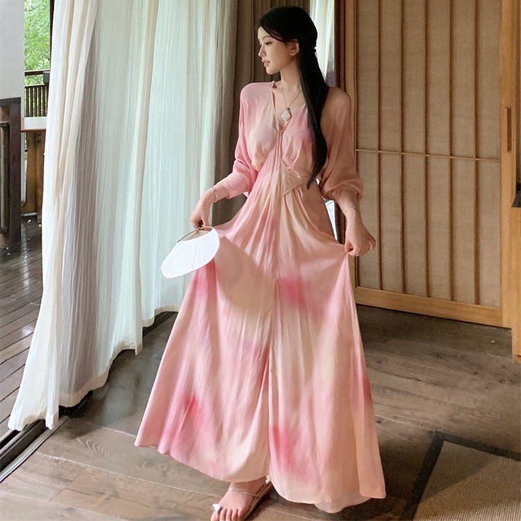 パーティドレス ワンピース バックレス Vネック ロング丈 上品 2
