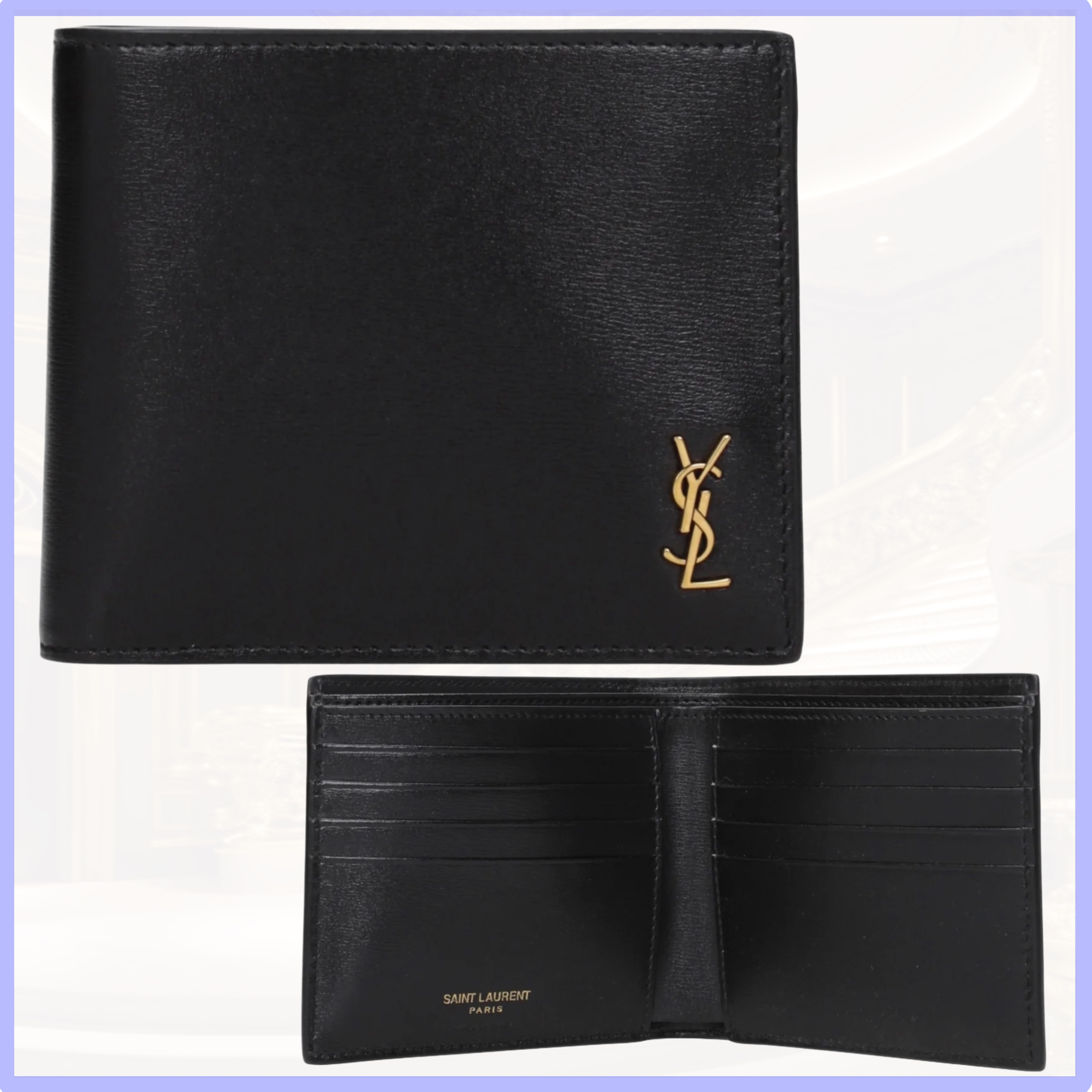 バッグに合う[サンローラン]YSLロゴ カサンドラ 折りたたみ財布