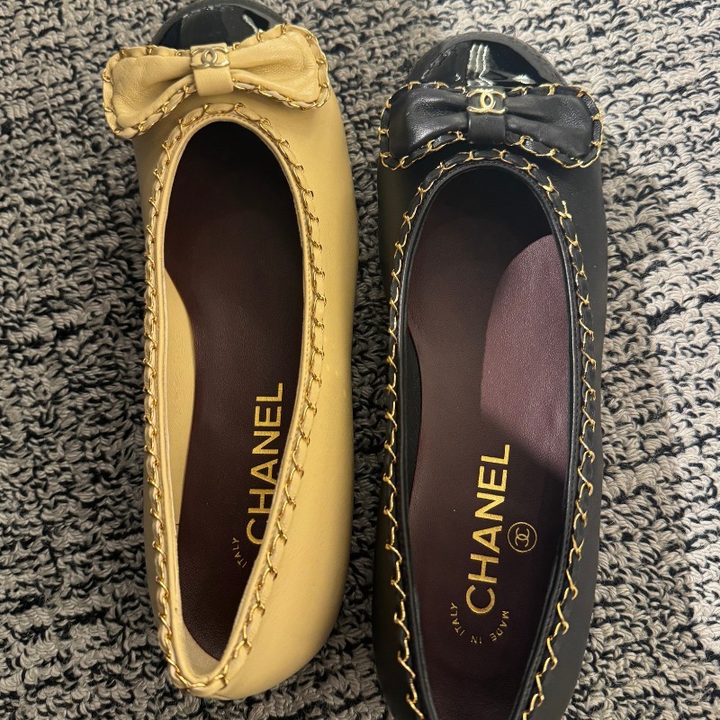 ★リボンが可愛い★【CHANEL】チェーントリミング バレリーナ