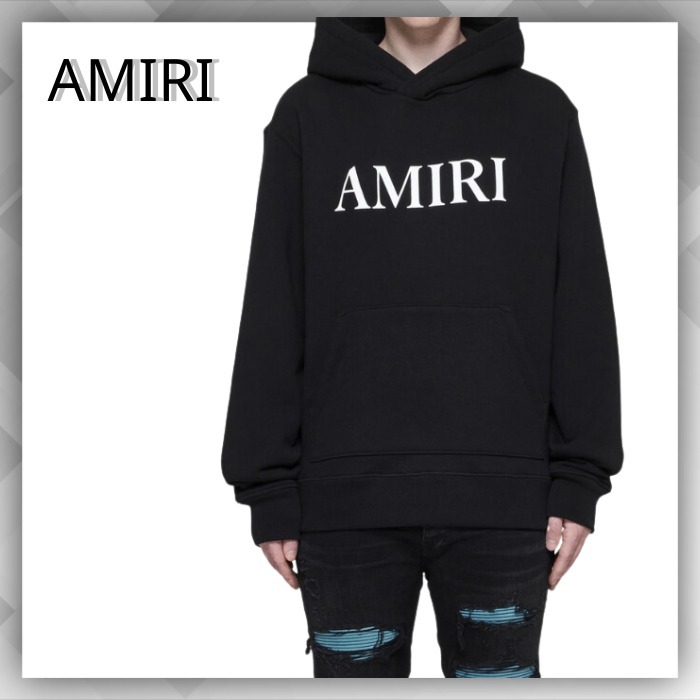 AMIRI ＊ 長袖 ロゴプリント コットン スウェットフーディー