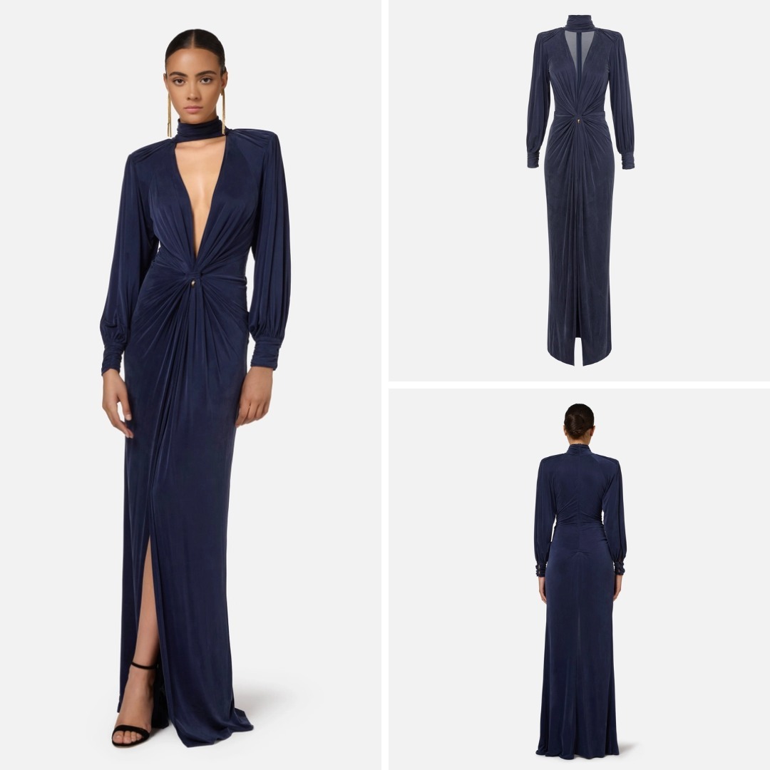 《送料無料》ELISABETTA FRANCHI dress in cupro jersey w knot