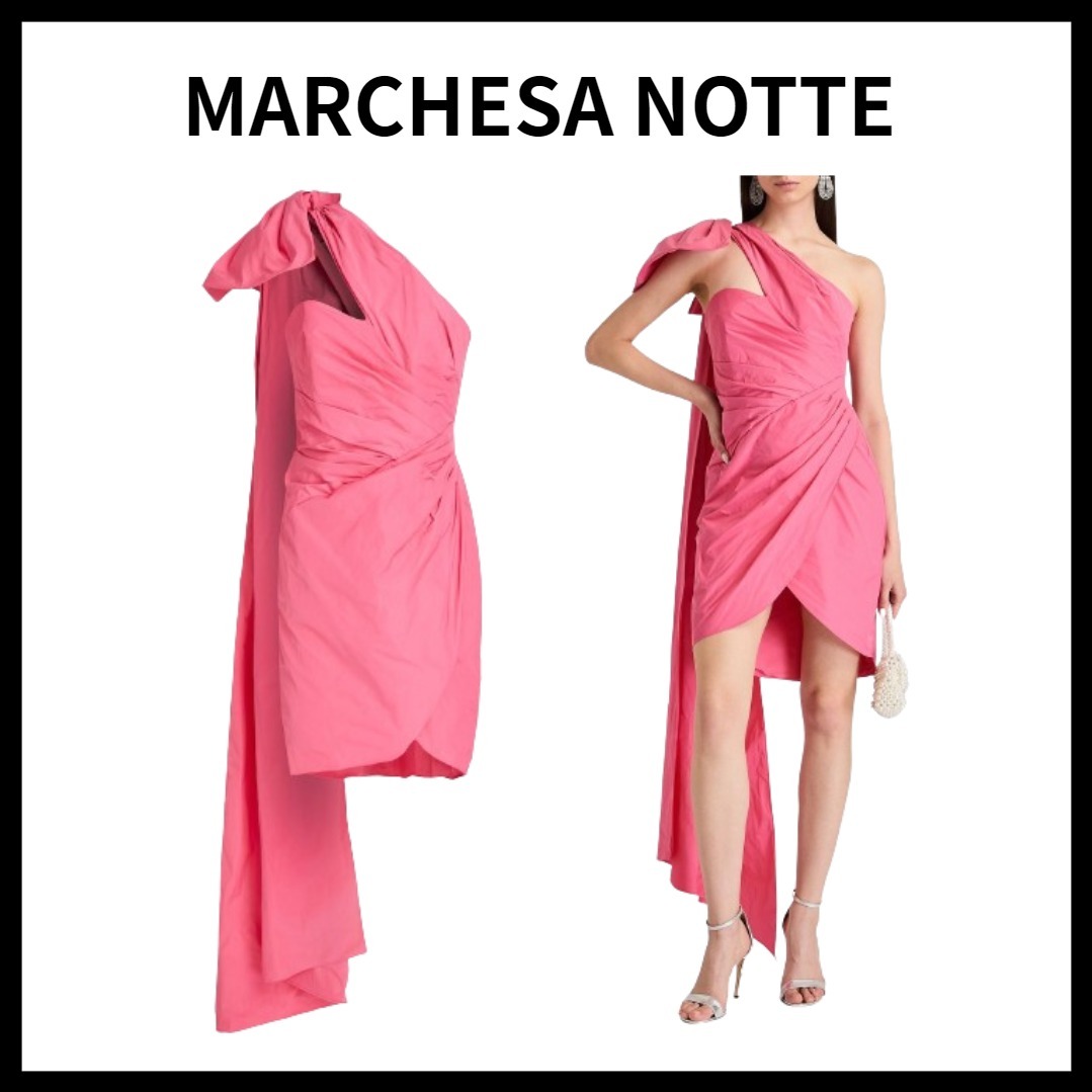 MARCHESA NOTTEタフタ ミニワンピース リボン付き